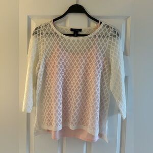 White House Black Market White/Pink Top Set